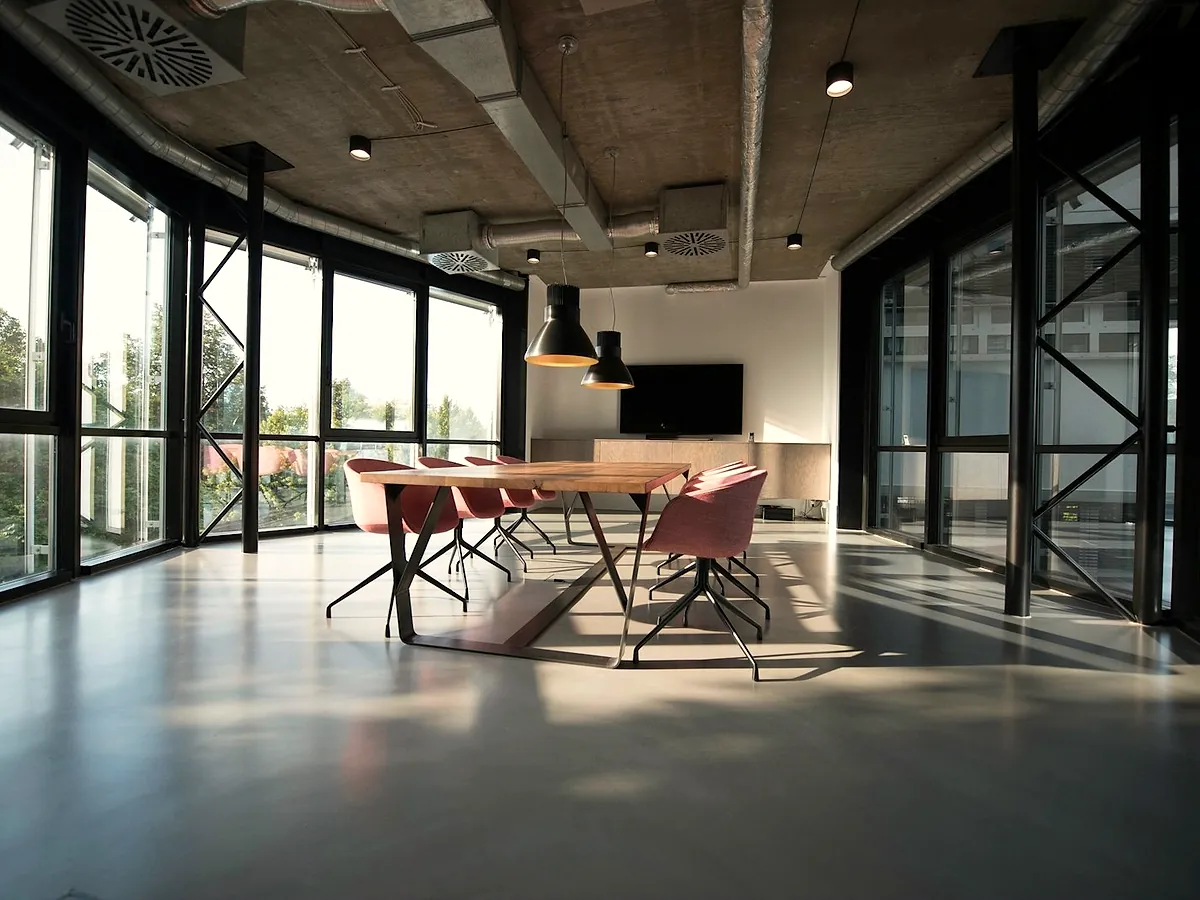 Meeting room set up for a presentation